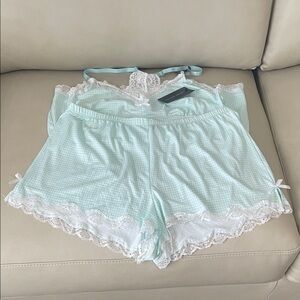 Laura Ashley Light Green Lace Pajama Set